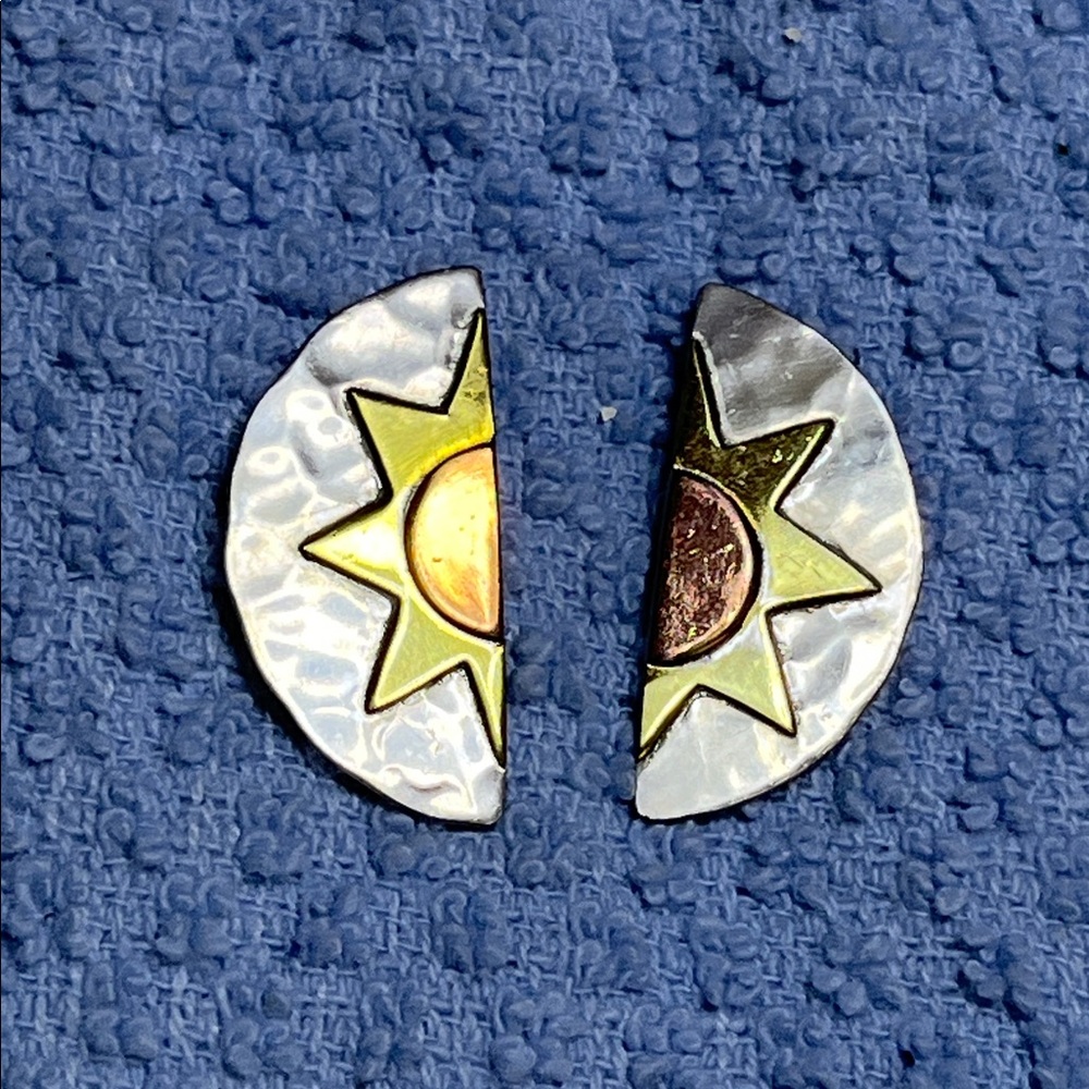 Don Miller Pewter‎ Half Moon Earrings
